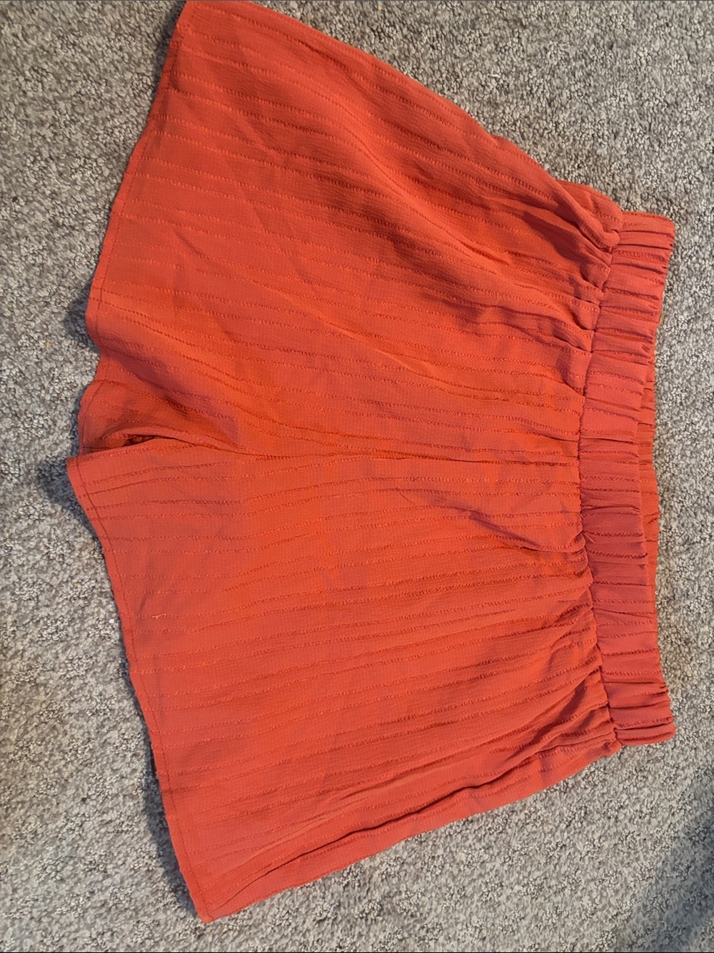 SHEIN Orange High-Waist Textured Elastic Shorts